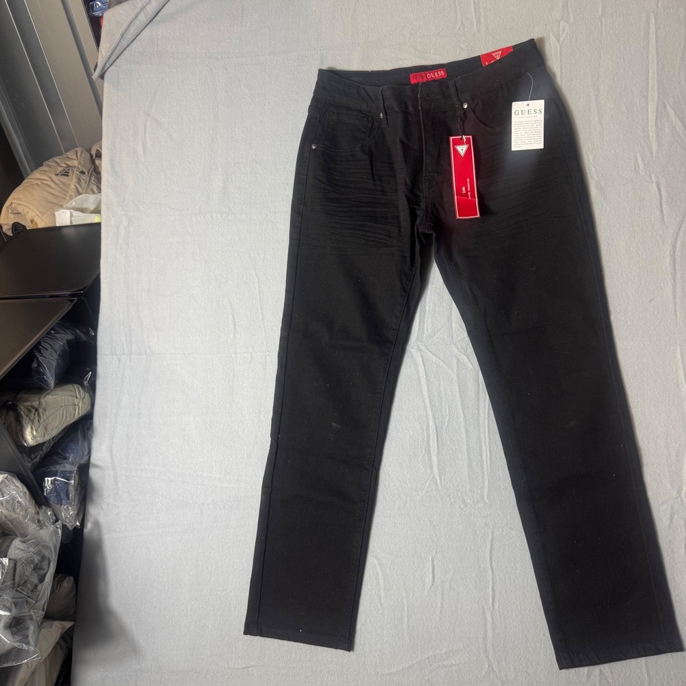 Guess Vermont Slim Jeans Mens 30x30 Black Low Rise Straight Leg T5BJ01D5DK0 NWT